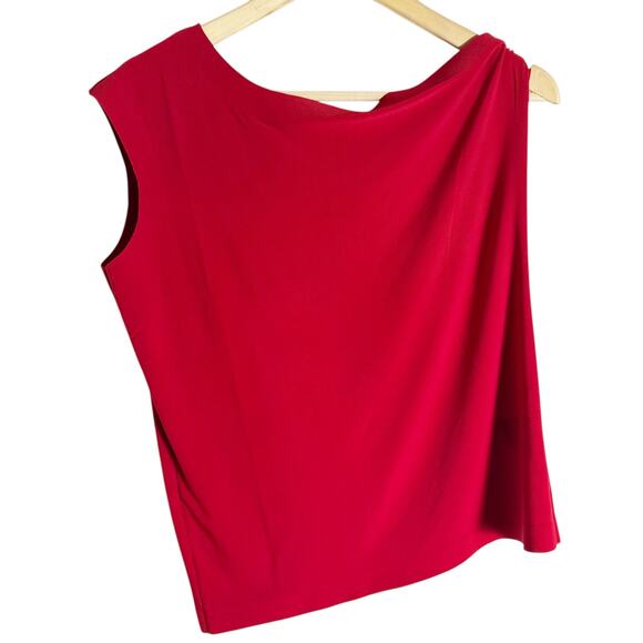 Norma Kamali Drop Shoulder Asymmetric Sleeveless Red Top Size XS - Picture 2 of 8